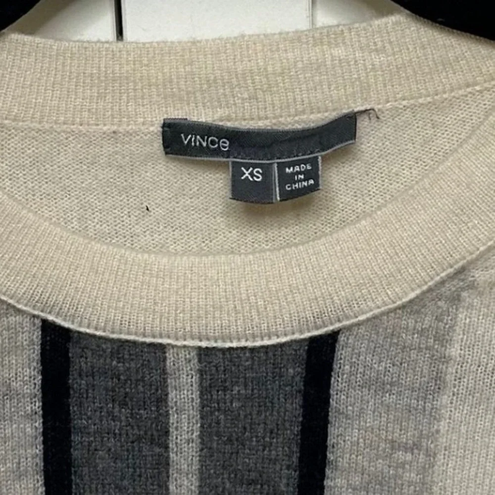 Vince 100% Cashmere Regimental Stripe Sweater‎ Crewneck Quiet Luxury Women's XS